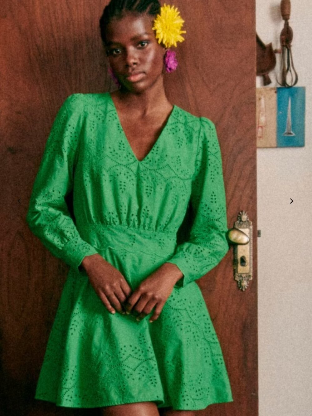 NEW Sézane Ilona Dress Bright Green Size US 4 / FR 36 NWT - Picture 4 of 7